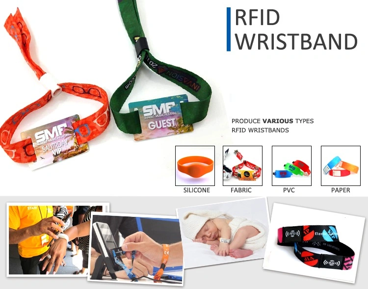 Event Music Festival 13.56MHz Passive Woven Fabric Cloth RFID NFC Wristband Bracelet