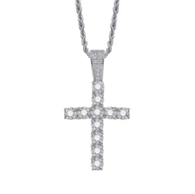 Brass Men Women Hip Hop Jewelry Iced Flooded Cross Pendant Rope Chain Necklace